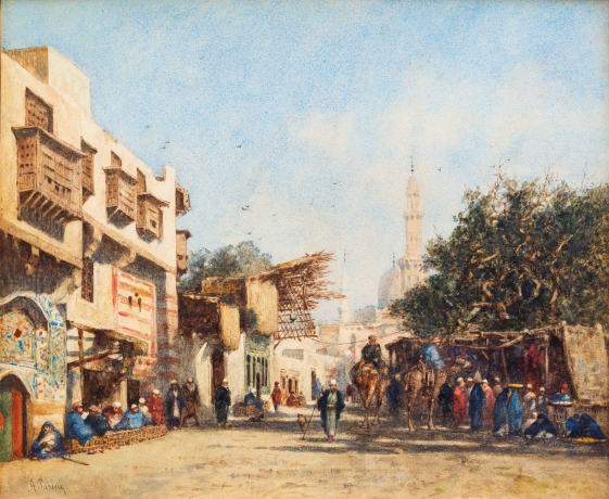 Alberto Pasini, "Il Cairo", acquerello su carta, Epoca '800 image 1