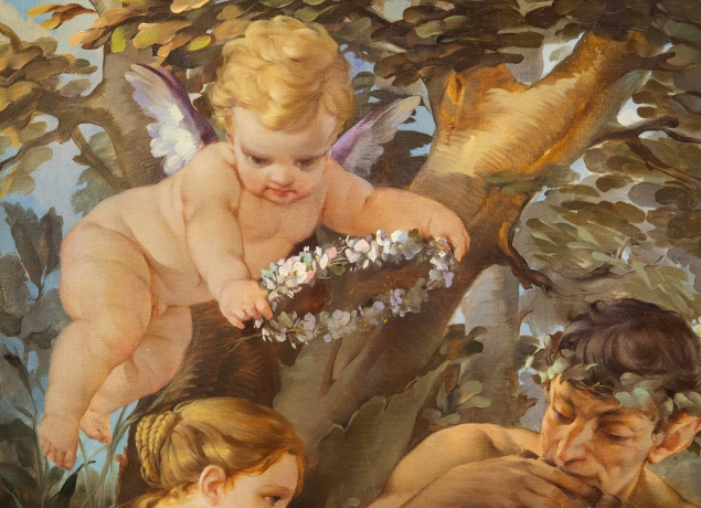 Pietro Girardi detto Posì, Riposo sotto la quercia, olio su tela, firmato, Epoca '900 image 4