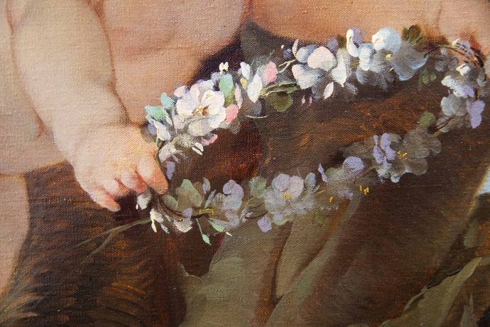 Pietro Girardi detto Posì, Riposo sotto la quercia, olio su tela, firmato, Epoca '900 image 8