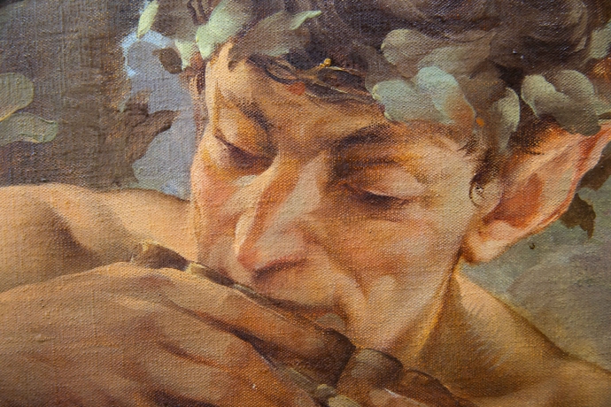 Pietro Girardi detto Posì, Riposo sotto la quercia, olio su tela, firmato, Epoca '900 image 10