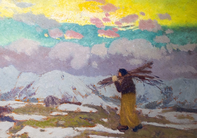 Cesare Maggi, “Tramonto a Salice d’Ulzio (Sauze d’Oulx)”, olio su tavola, firmato, 1923 image 5