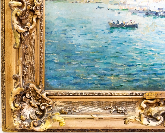 J. G. Gagliardini, “Petit port près de Toulon”, olio su tela, firmato, Epoca Primi '900 image 4