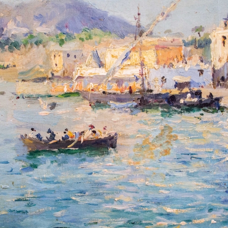 J. G. Gagliardini, “Petit port près de Toulon”, olio su tela, firmato, Epoca Primi '900 image 5