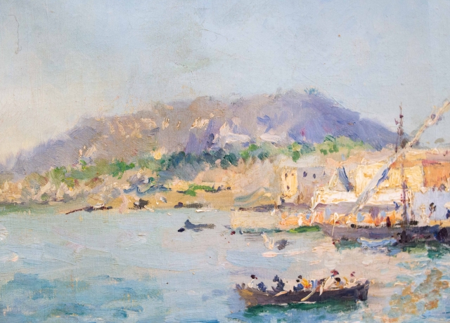 J. G. Gagliardini, “Petit port près de Toulon”, olio su tela, firmato, Epoca Primi '900 image 7
