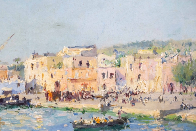 J. G. Gagliardini, “Petit port près de Toulon”, olio su tela, firmato, Epoca Primi '900 image 8