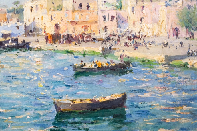 J. G. Gagliardini, “Petit port près de Toulon”, olio su tela, firmato, Epoca Primi '900 image 9