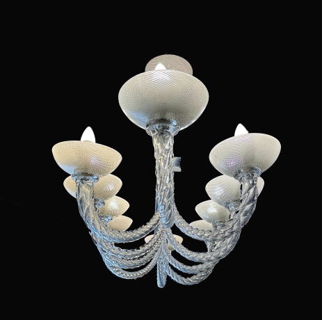 Lampadario Venini vetro di Murano, anni ’50 image 3