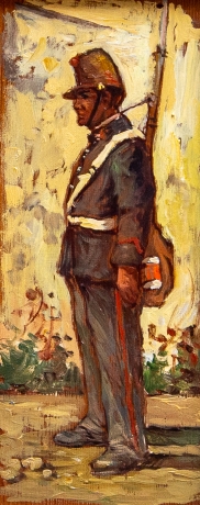 Giovanni Bartolena, "Soldato", olio su tavola, Anni '20/'30 image 1