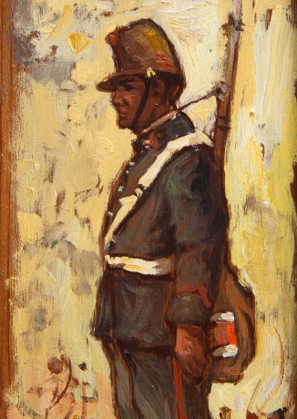 Giovanni Bartolena, "Soldato", olio su tavola, Anni '20/'30 image 4