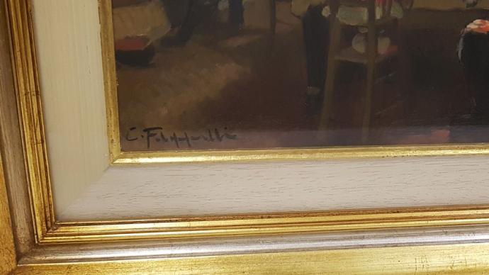 Firma Dipinto Cafiero Filippelli Anni '40 Toscana Interno