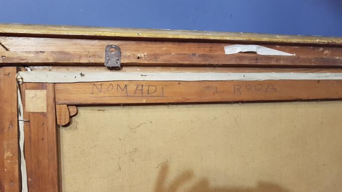 Retro Grande Dipinto di Leonardo Roda"Nomadi" Torino, Primi del '900