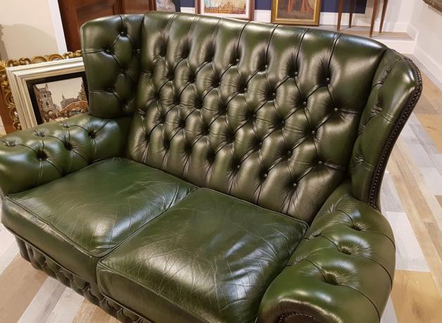 Frontale Divano Chesterfield Originale Vintage in pelle  Anni '50 