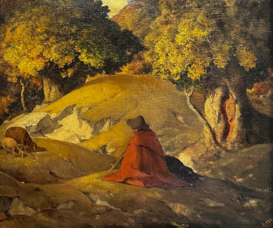 Italo Mus, "Quiete Autunnale", olio su tela, firmato, Anni '40 image 4