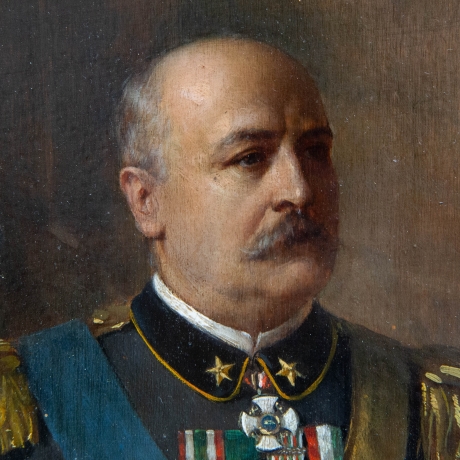 Arturo Zanieri, "Francesco Siacci", olio su tavola, firmato, 1911 image 8