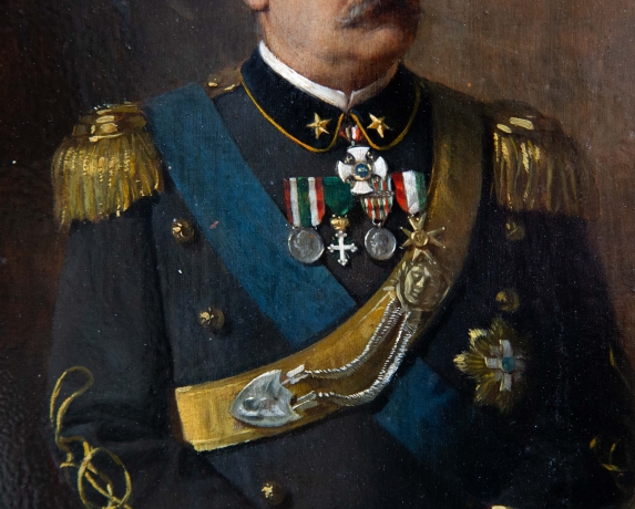 Arturo Zanieri, "Francesco Siacci", olio su tavola, firmato, 1911 image 11