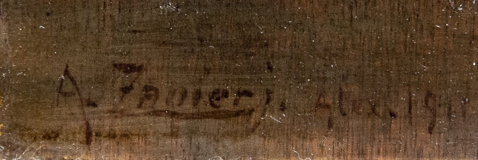 Arturo Zanieri, "Francesco Siacci", olio su tavola, firmato, 1911 image 5