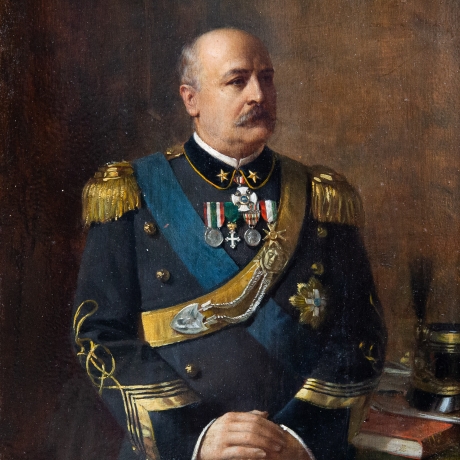 Arturo Zanieri, "Francesco Siacci", olio su tavola, firmato, 1911 image 6