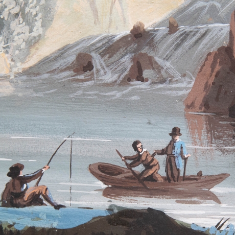 "Vedute Fluviali con Architetture Monumentali", acquerello su carta, Epoca '800 image 4