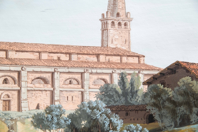 "Vedute Fluviali con Architetture Monumentali", acquerello su carta, Epoca '800 image 6