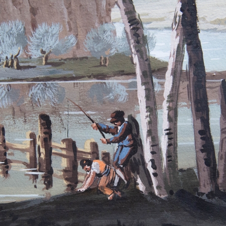 "Vedute Fluviali con Architetture Monumentali", acquerello su carta, Epoca '800 image 13