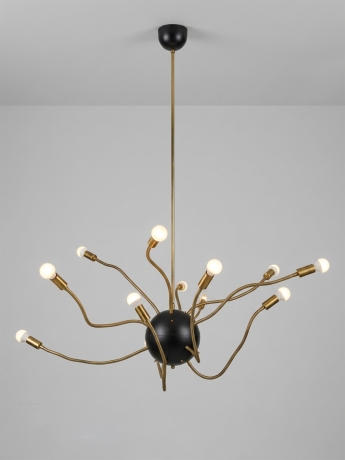 Lampadario Design, ottone e metallo laccato, Anni '50 image 1