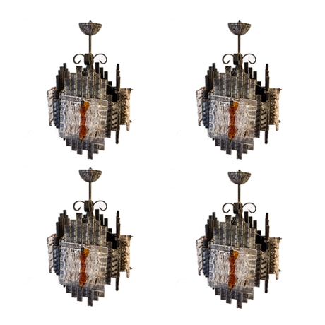 Set di 4 Lampadari in stile Brutalista, Murano, Anni '60 image 1